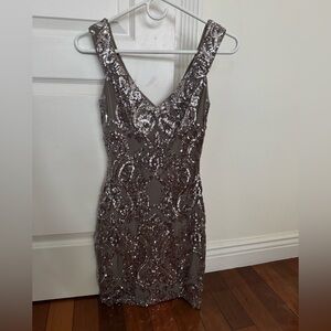 Bloomingdale’s aqua sequin mini dress